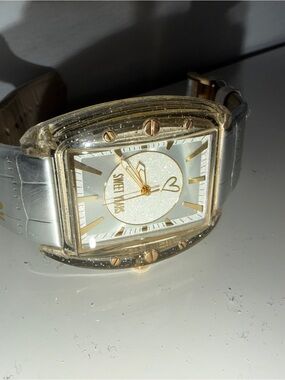 Silver and Gold Women's Rectangular Watch
